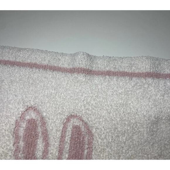 Barefoot Dreams Cozychic Bunny Baby Blanket Teacup Pink White Cream - Picture 5 of 7